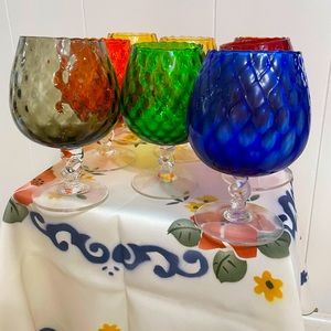 Vintage Empoli Glass Brandy Snifters (MCM)